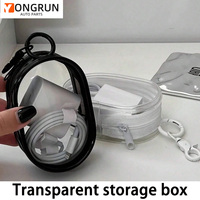 1pc Transparent Storage Box Multi Functional Storage Bag Data Cable Charger Storage Box Portable Zipper Dustproof Storage Box