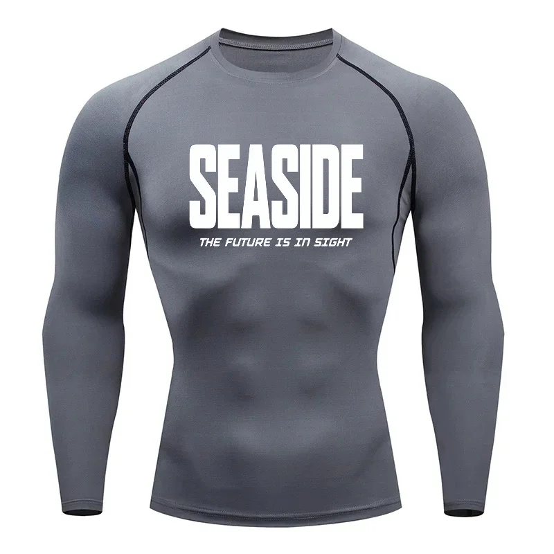 เสื้อยืดรัดรูปผู้ชาย เสื้อคอมเพรสชั่นสำหรับวิ่ง เสื้อยืดออกกำลังกาย ฟิตเนส วิ่งจ๊อกกิ้ง แขนยาว เสื้อลำลองผู้ชาย