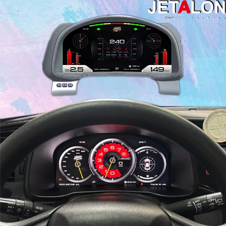 12.3'' Car Digital Instrument Cluster For Honda Fit Jazz 2014-2020 Linux Virtual Cockpit Speedometer Dashboard Panel Replacement
