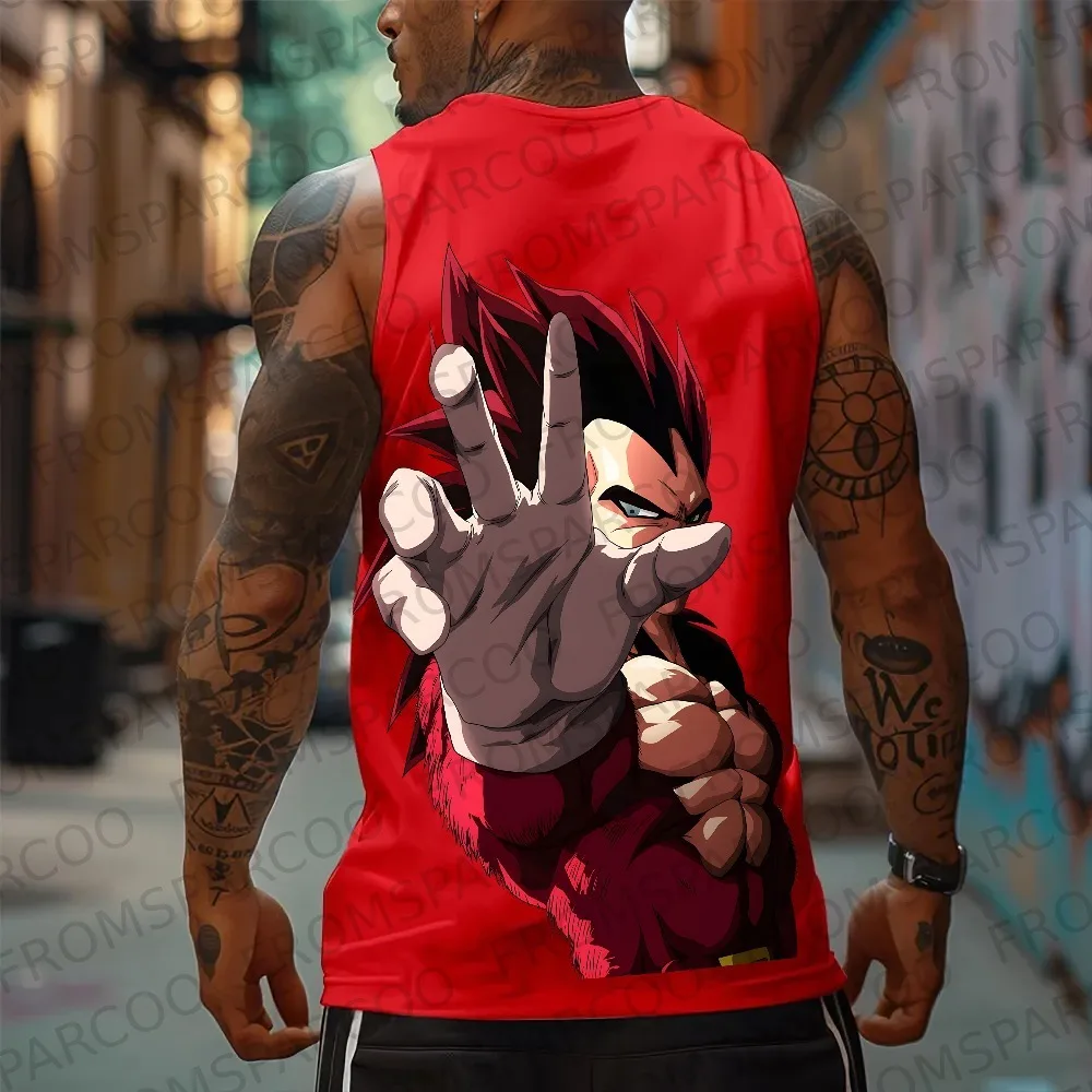 2025 لعبة دراغون بول أنيمي جوكو الطرفية المطبوعة القطن الخالص تانك القمم رياضة الرجال عادية فضفاض الرياضة الصيف قمة الموضة