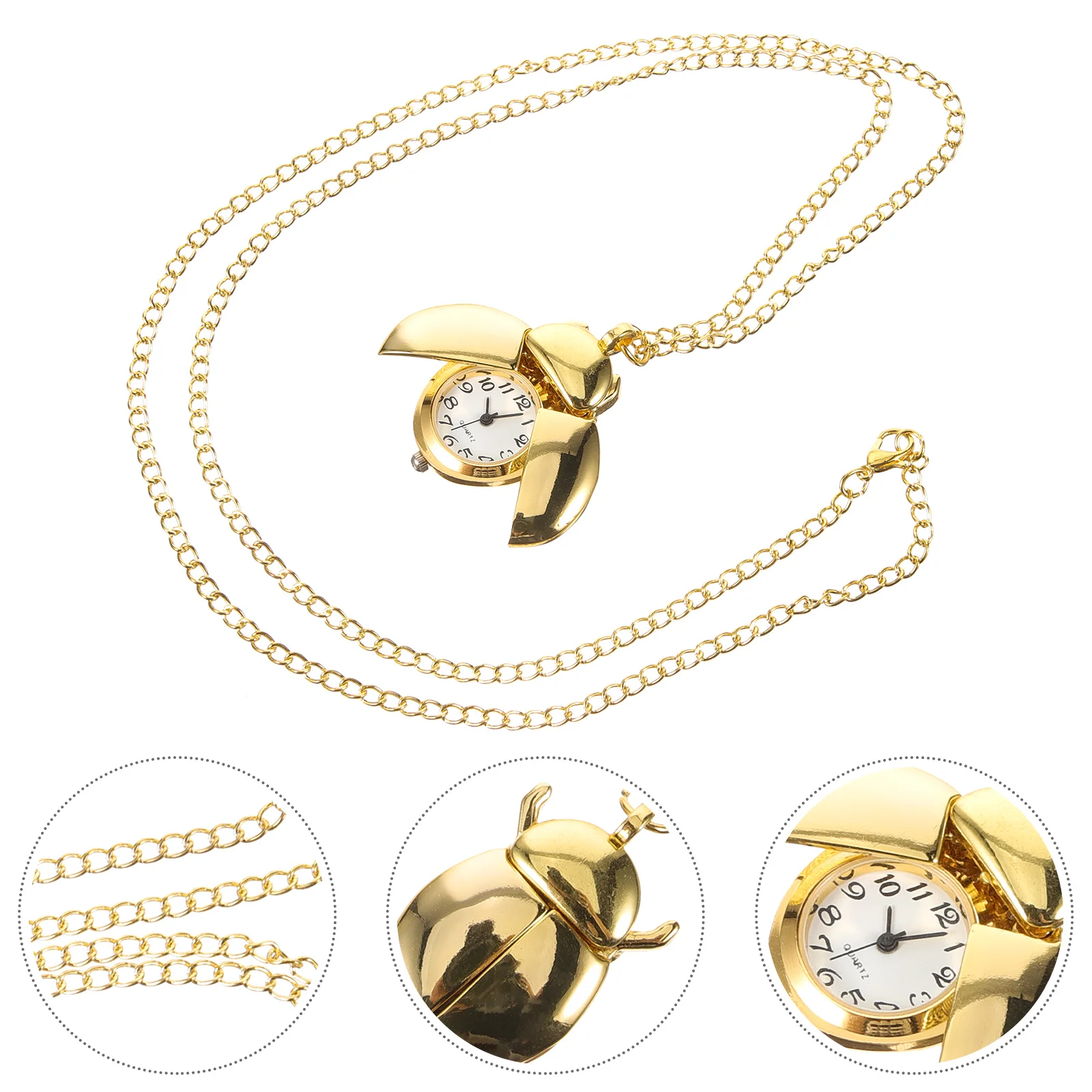 

Vintage Pocket Watch Necklace Cute Beetle Look Water Proof Easy Wear Retro Style Pendant Watches For Party Gifts