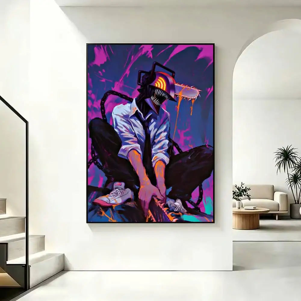 C-Chainsaw Man Denji Poster Waterproof Wall Art Sticker For Bar Living Room Vintage Decor High Quality Print Gift