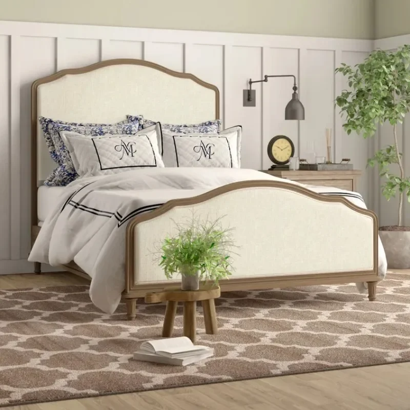 Retro American Style Solid Wood Bed Master Bedroom Double Bed French Soft Bag Princess Bed