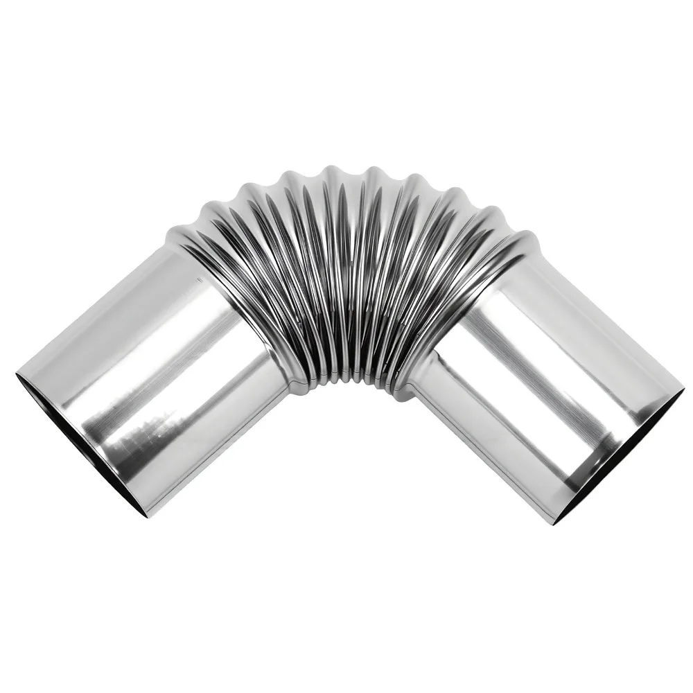 304 Stainless Steel Wood Stove Pipe 3.15 Inch Diameter 90 Degree Bend Chimney Exhaust Pipe Silver Flue Extension Tube
