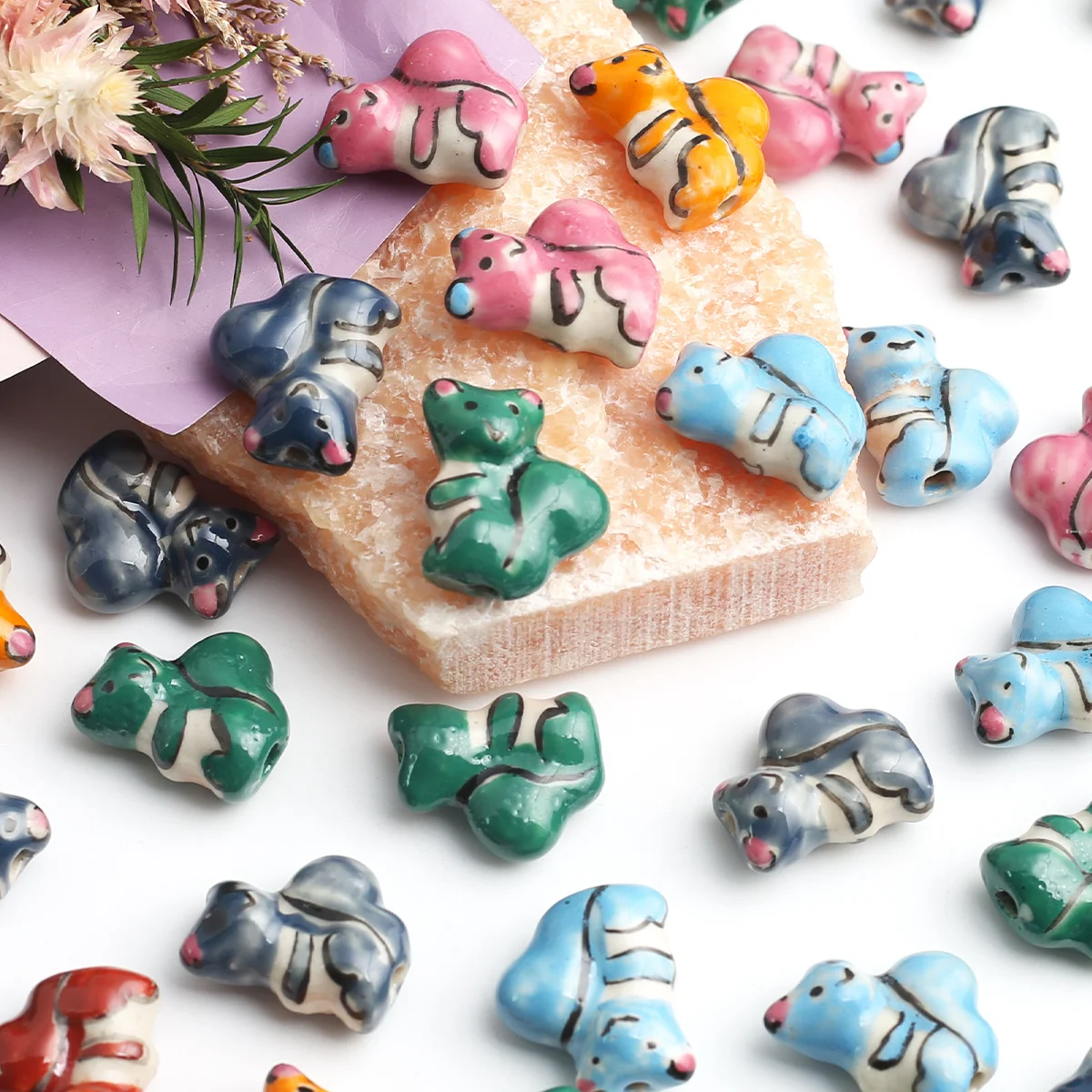 4/9Pcs Random Color Ceramic Squirrel Shaped Beads 16*20mm Multicolor Loose Beads For DIY Necklace Earring Jewelry Making