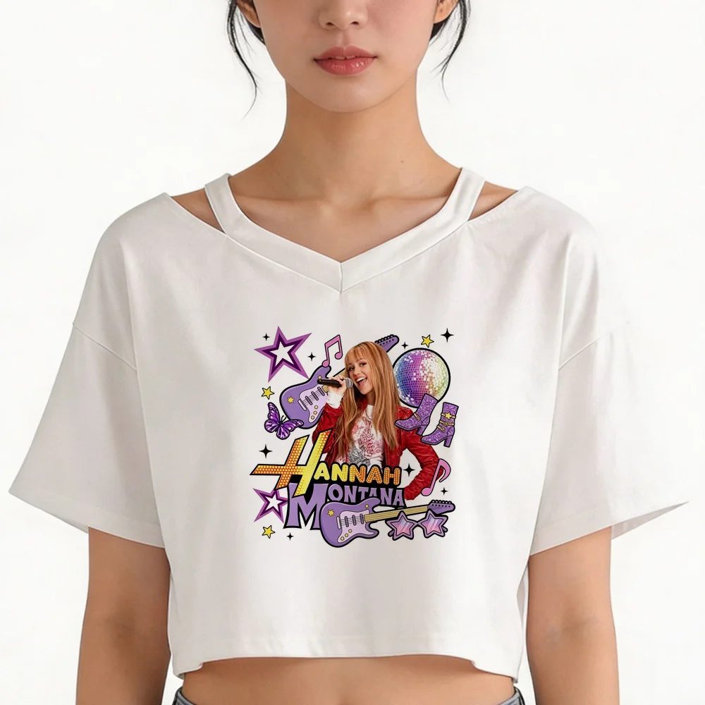 Hannah Montana crop top ladies y2k summer scene  cute korean fashion top tees meme gyaru cutecore grunge