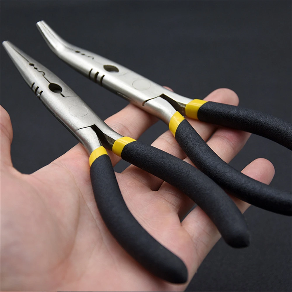 1Pcs Stainless Steel Fishing Pliers Stainless Steel Multi Function Hook Removal Line Cutting Bent Or Straight Nose