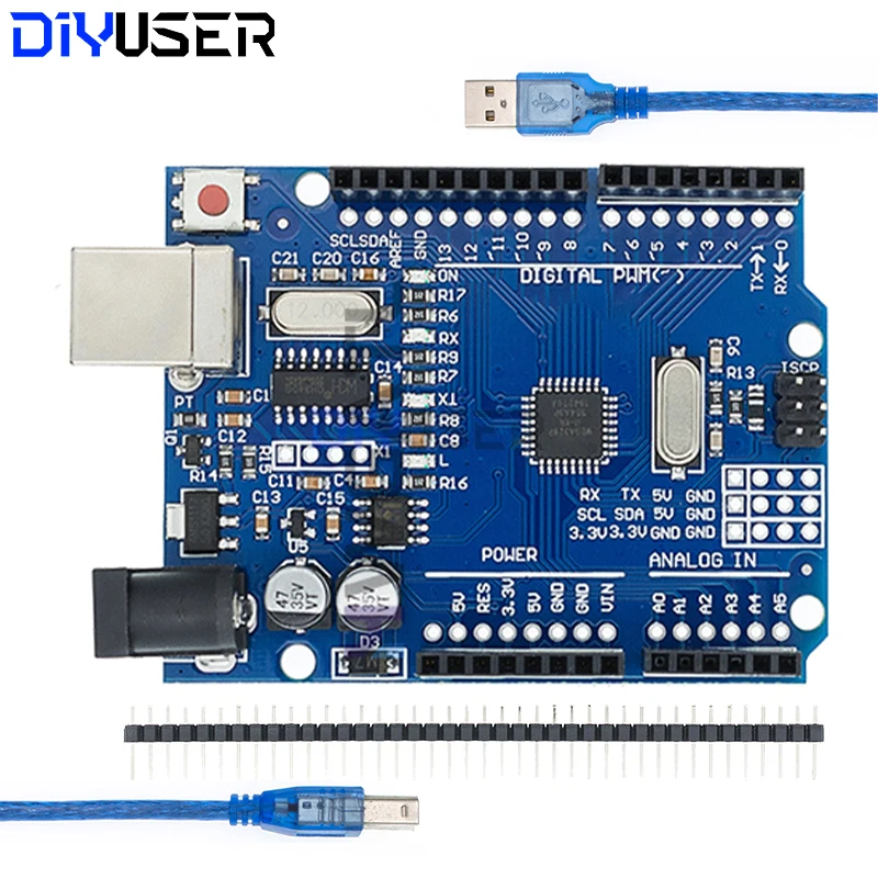 DIYUSER UN0 R3 Board ATmega328P Development Board with Pin Header and Cable Compatible with IDE Projects