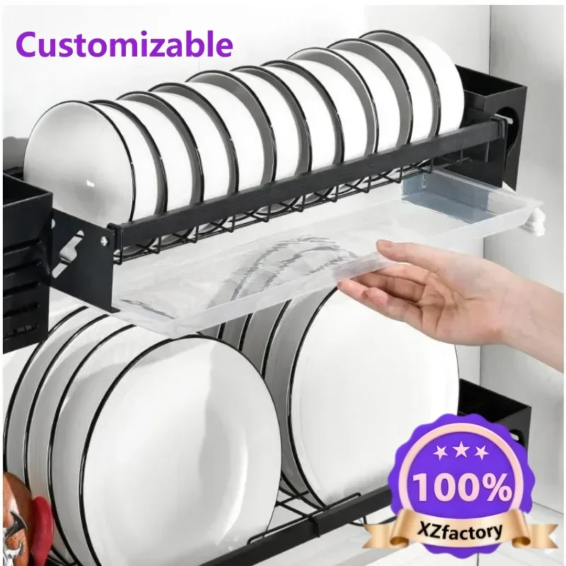 Factory Direct 2026 Top RatedDish Drainer Suspended Wall Drying Rack Kitchen Sink Organizer Bowl Plate Tableware Storage Shelf w