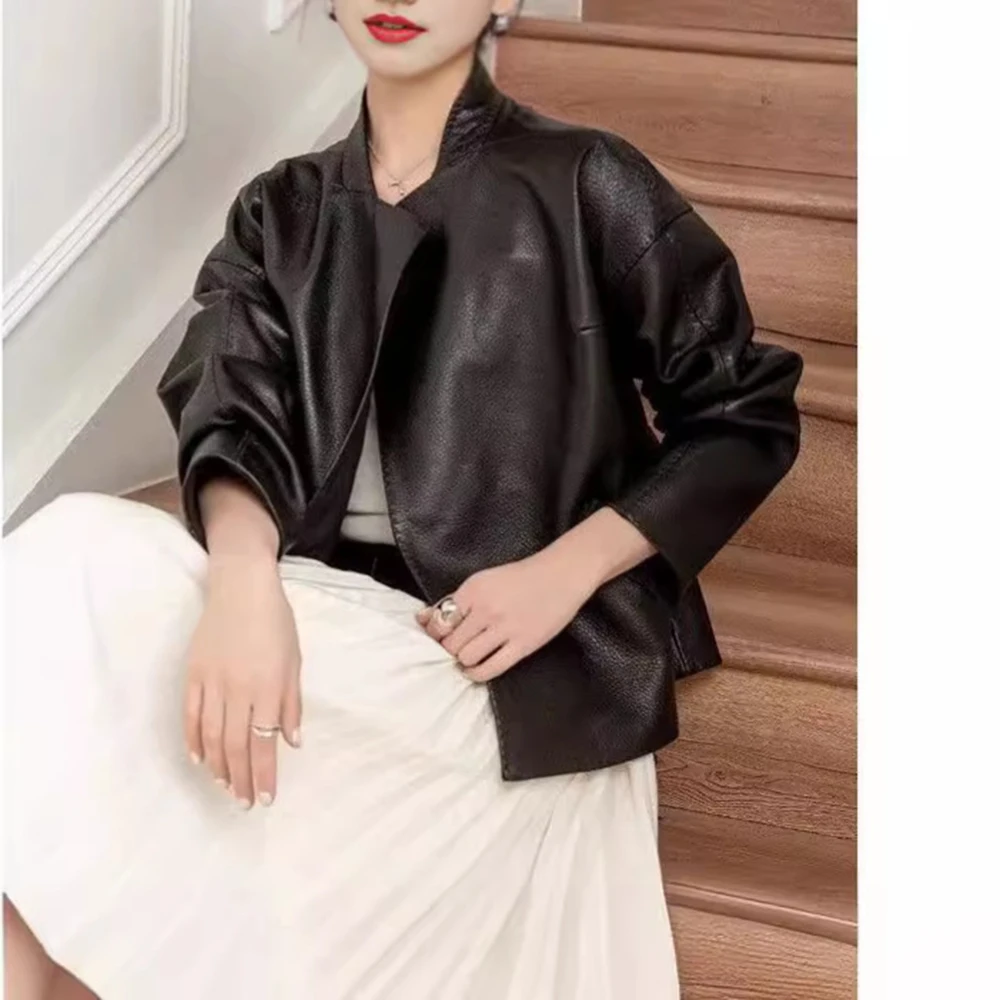 2025 New Leather Coat Women's Short Trendy Spring and Autumn Leather Jacket