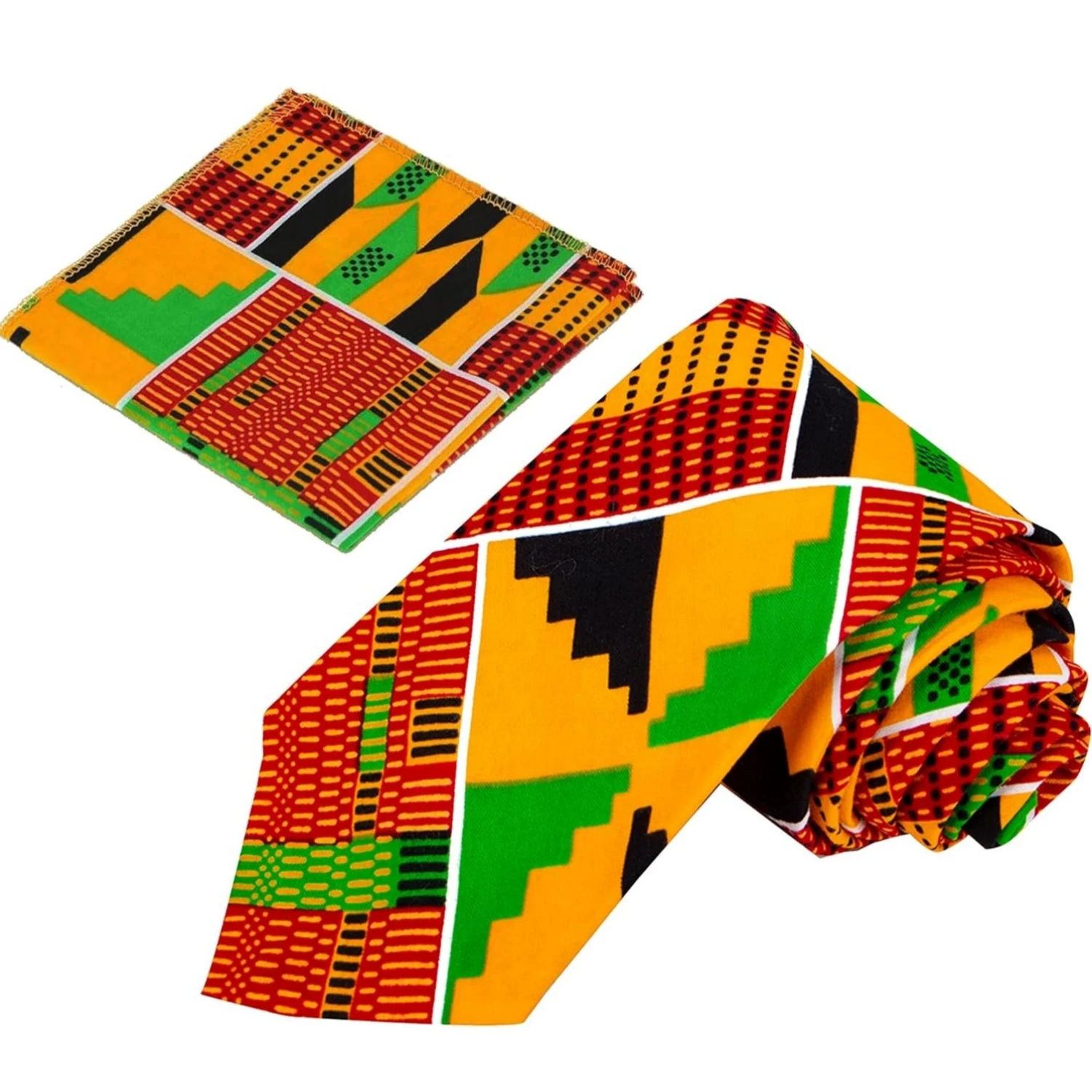 ربطة عنق مطبوعة أفريقية للرجال مجموعة مكونة من قطعتين ربطات عنق كينتي هدية عيد الميلاد وعيد الأب WYB846