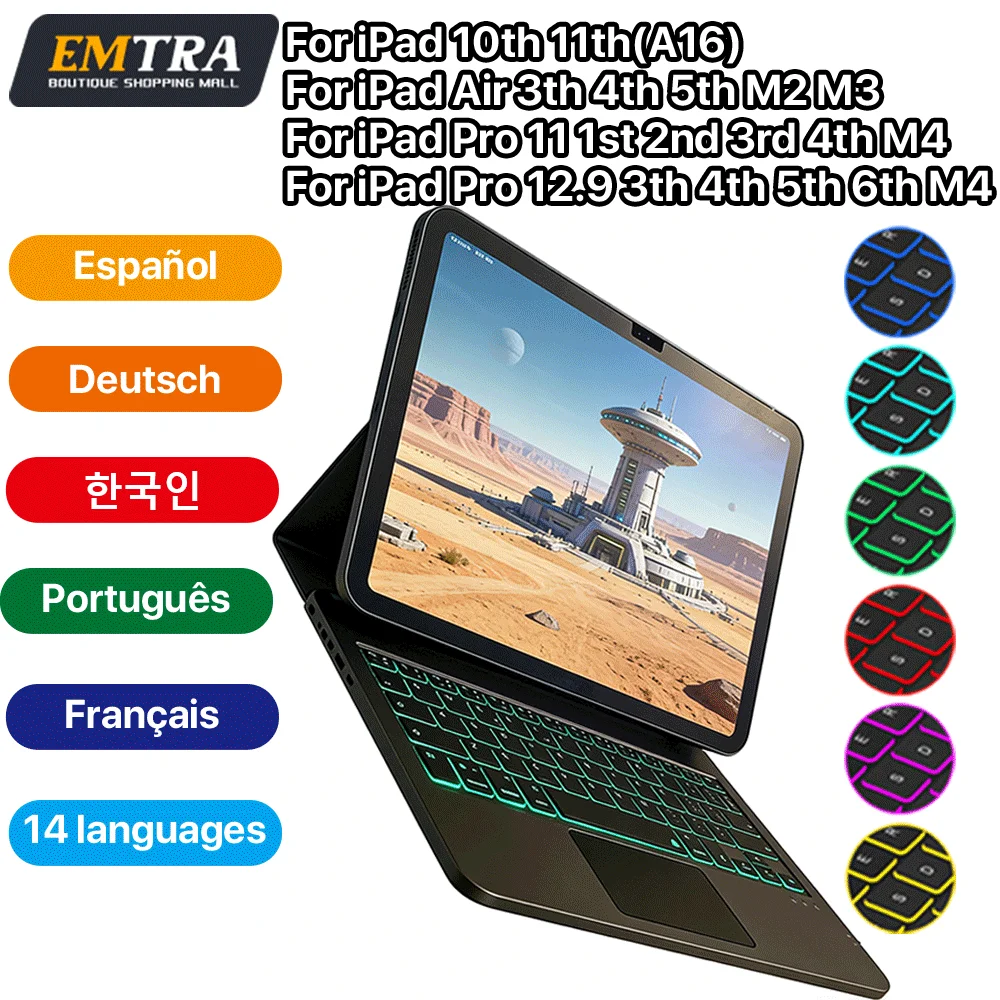 

Magic Keyboard for iPad 13 M4 12.9 6th 5th 4th 3rd 10.9 10th Generation 11th A6 Wireless Bluetooth Keyboard Magnetic Smart Cases