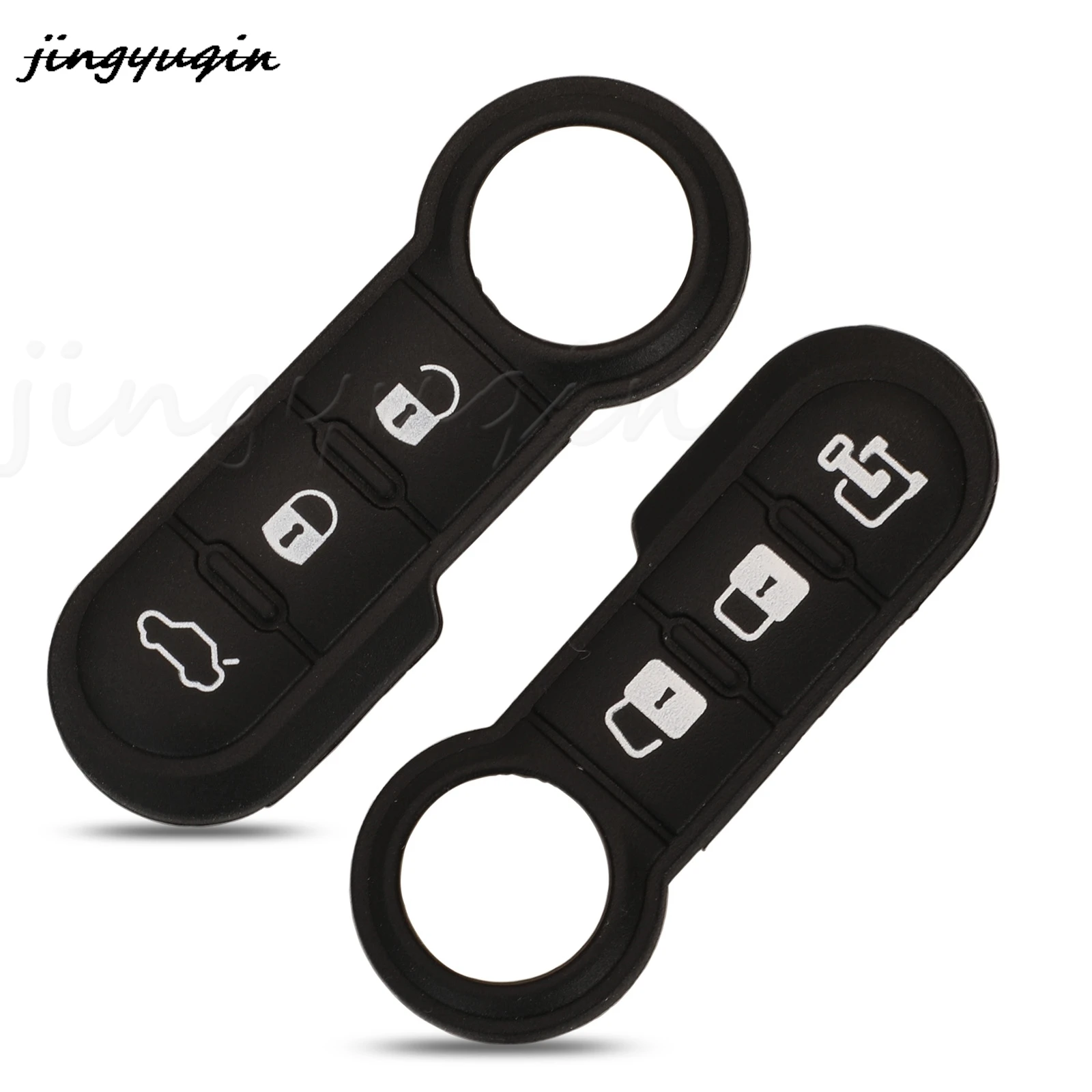 jingyuqin 3 Buttons Replacement Remote Car Key Case Rubber Button Pads For Fiat 500 500L Punto Bravo Panda Freemont