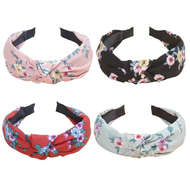 New French Vintage Headband Fashion Print Knot Hair Band Hair Clip Hair Accessories Women