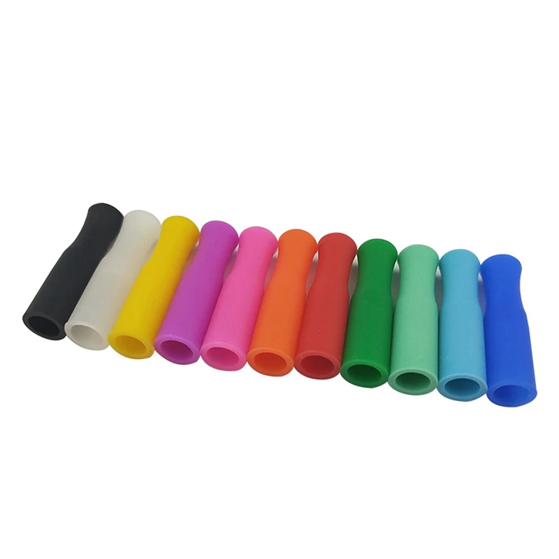 6/10Pc Cap Anti-scald Teeth Protector Bar,Reusable Stainless Steel Straw Food Grade Accessories Silicone Tip 6mm Silicone Nozzle