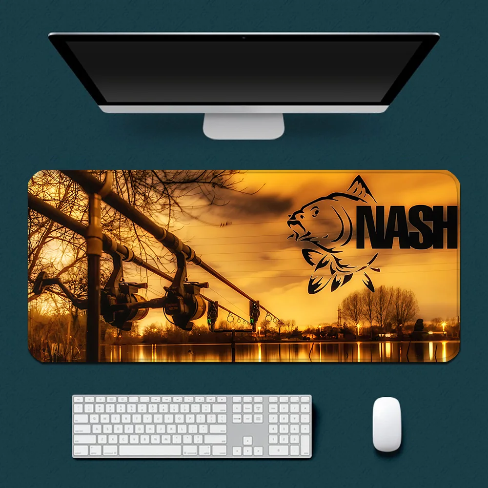 N-Nash Fishing Logos Mousepad HD Printing Computer Gamers Locking Edge Non-slip Mouse Pad XXL90x40cm Keyboard PC Desk Pad