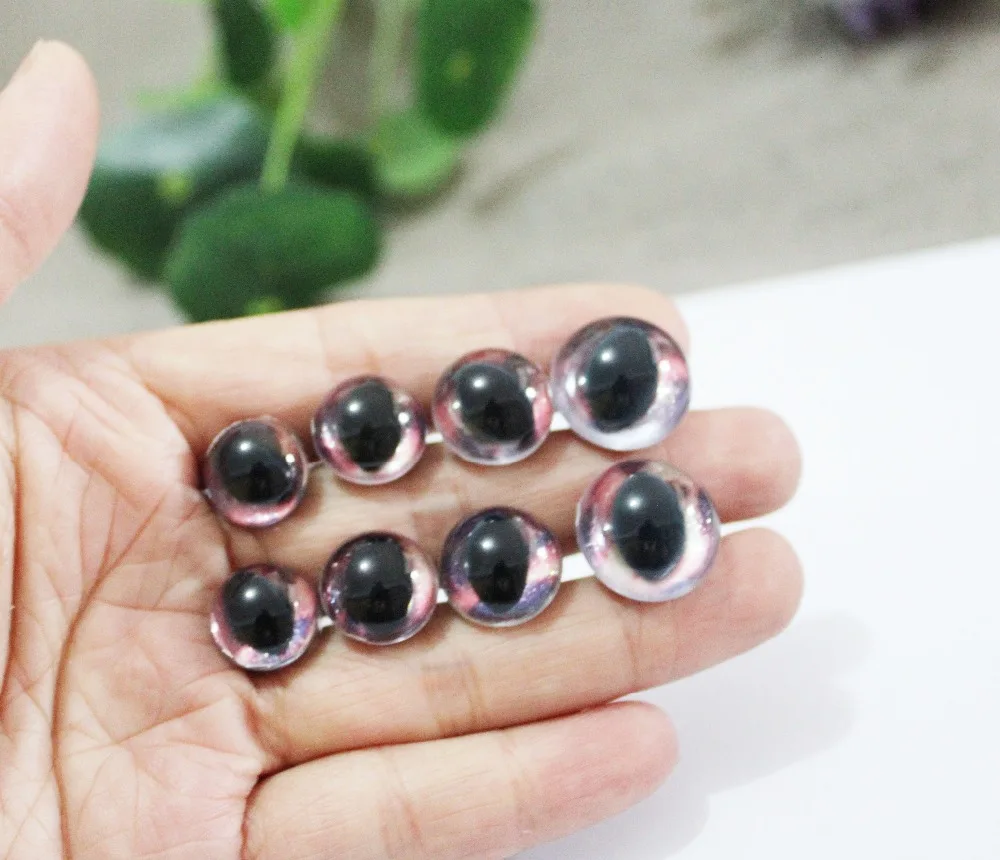 20pcs/lot 13mm/14mm/15mm/18mm animal eyes clear plastic safety toy cat eyes + glitter  fabric + washer--size option--02