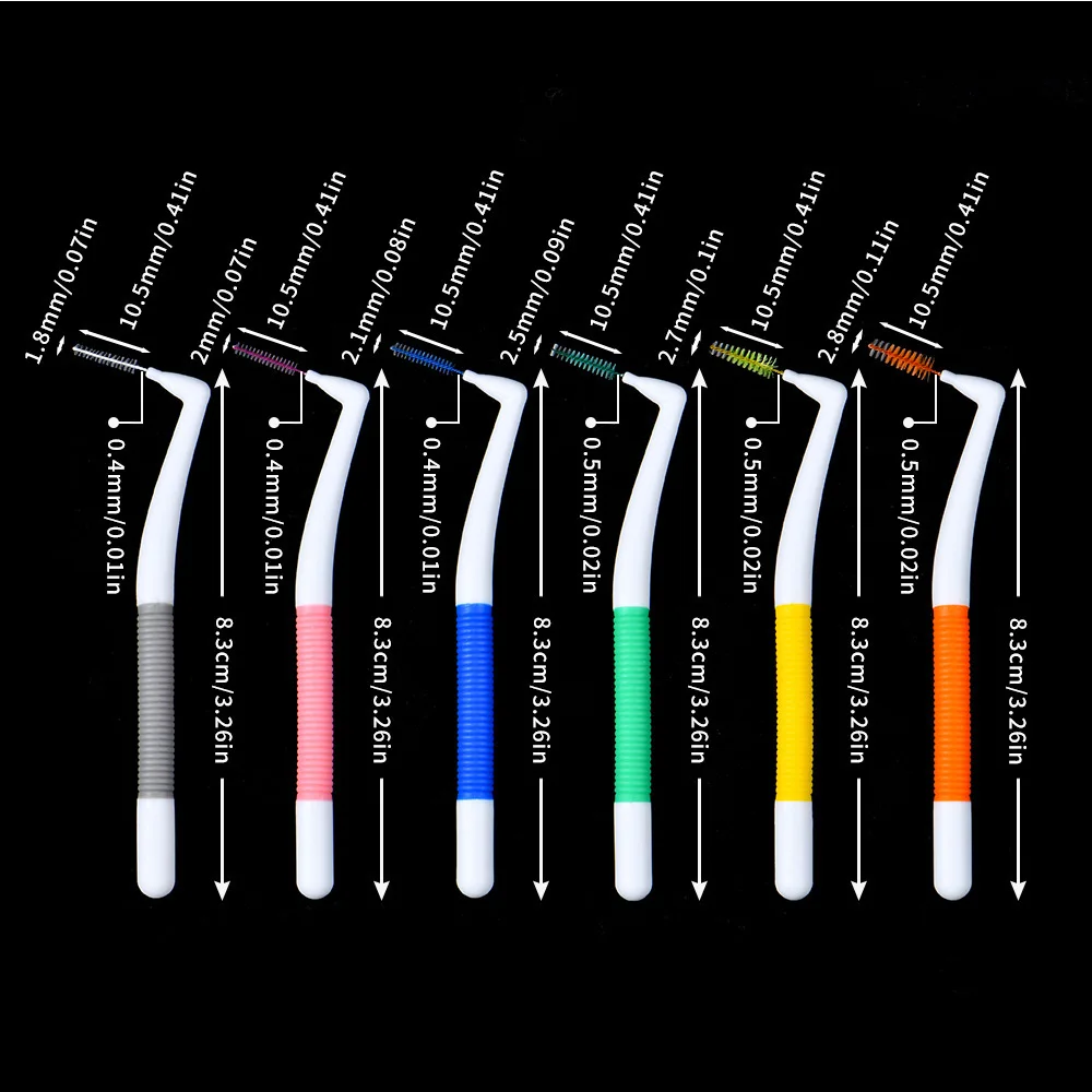 

100 шт. L-образная межзубная щетка для стоматологической ортодонтической чистки между зубами, гигиена полости рта, зубная щетка с мягкой щетиной