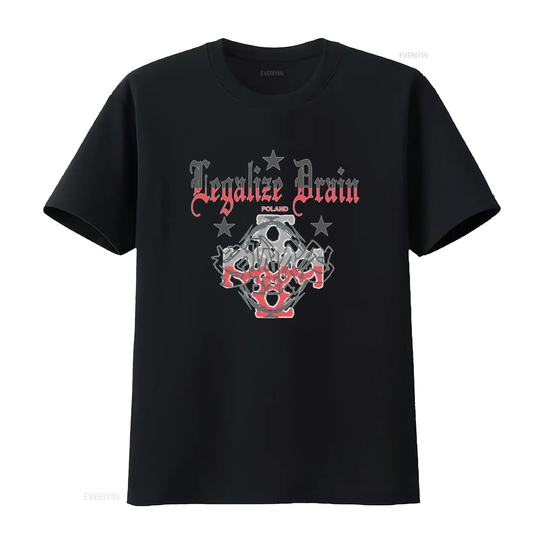 Bladee Legalize Drain Poland Print T shirt for Men Trendy Streetwear Fashion vintage Washed Soft Breathable Versatile