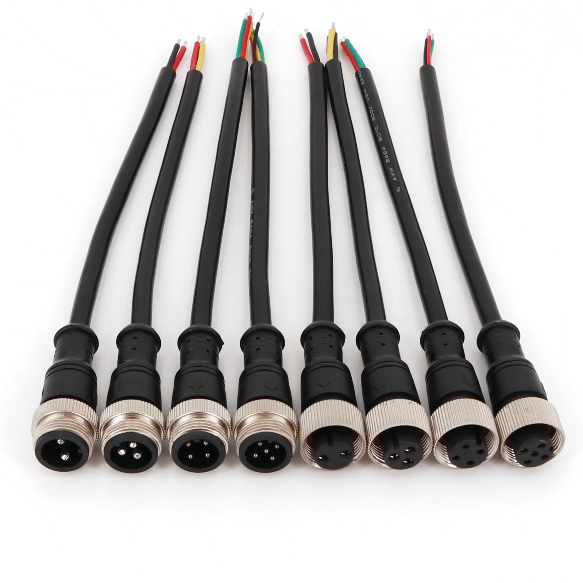 1Pair M16 Waterproof IP67 2/3/4/5 Pin 20cm Male Female Metal Nut LED Strip Cable Wire Connector