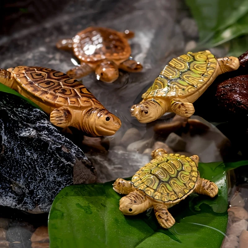 Niedliche Schildkröten-Familien-Floßchen, Mini-Aquarium-Dekoration für Teich und Fischbecken, Lebensechte Schwimmende Verzierung, Geschenk für Schildkrötenliebhaber