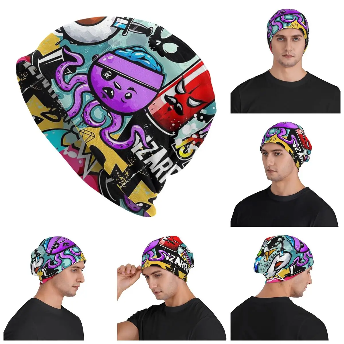 Urban Pattern Hip Hop Graffiti Street Art Unisex Adult Beanies Caps Knitted Bonnet Hat Warm Hip Hop Autumn Winter Skullies Hats