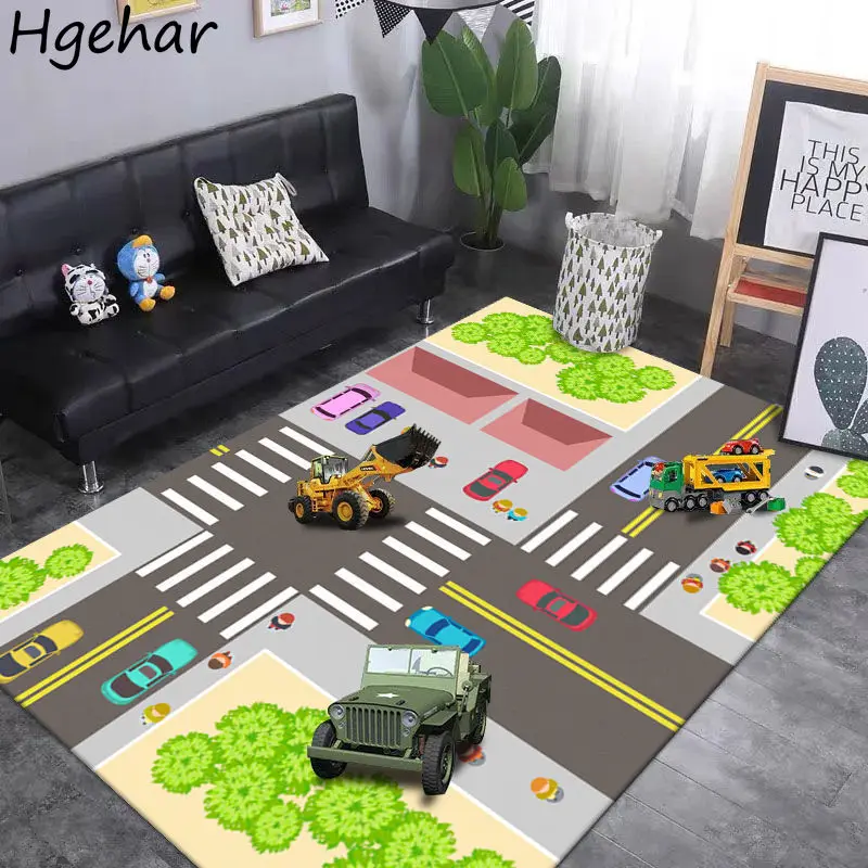 子供のための滑り止めカーペット、クライミングプレイマット、耐久性のあるプレイマット、リビングルームソファ、ロードトラフィック、ルートマップ、ファッション、男の子と女の子