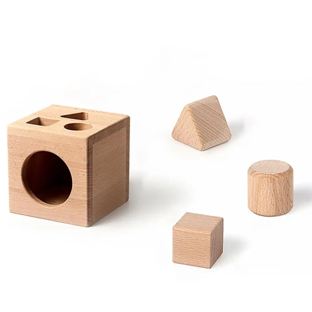 Toddler Shape Recognition Toy Wooden Shape Sorting Box Educational Toy Preschool Geometry Block Matching Game Fine for Toddlers