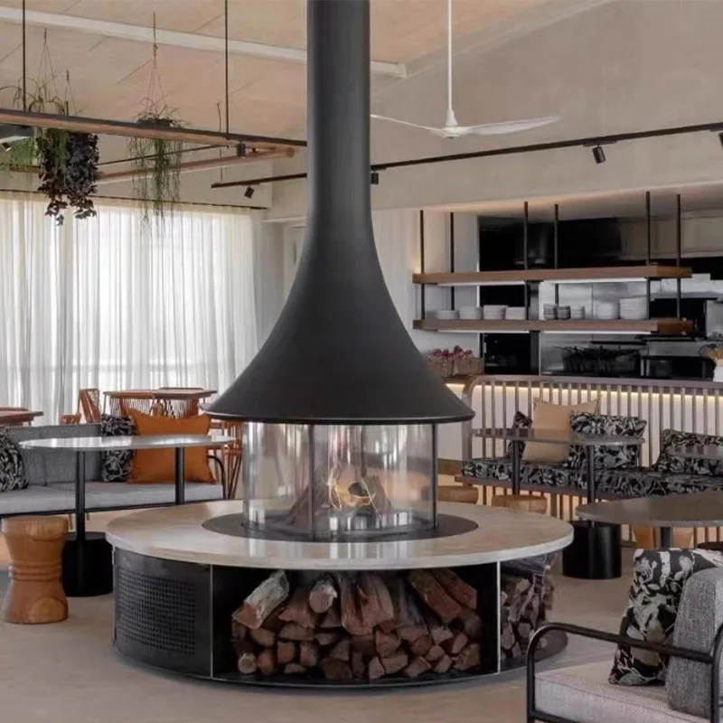 Horn Hanging Real Fire Fireplace Electronic Wood Burning Fireplace Hotel Homestay Decoration Fireplace