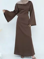 Ramadan Eid Satin Abaya Dubai Muslim Modest Dress Prayer Clothes For Women Turkey Islam Abayas Kaftan Robe Femme Musulmane