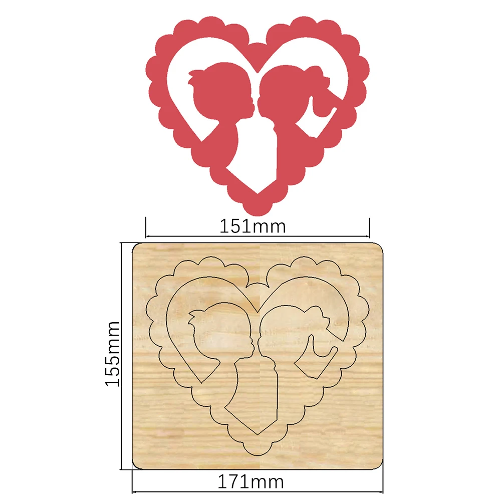 2022 New Valentine Wedding Hearts Love Cutting Dies Wooden Knife Die Compatible With Most Manual Die Cut Cutters