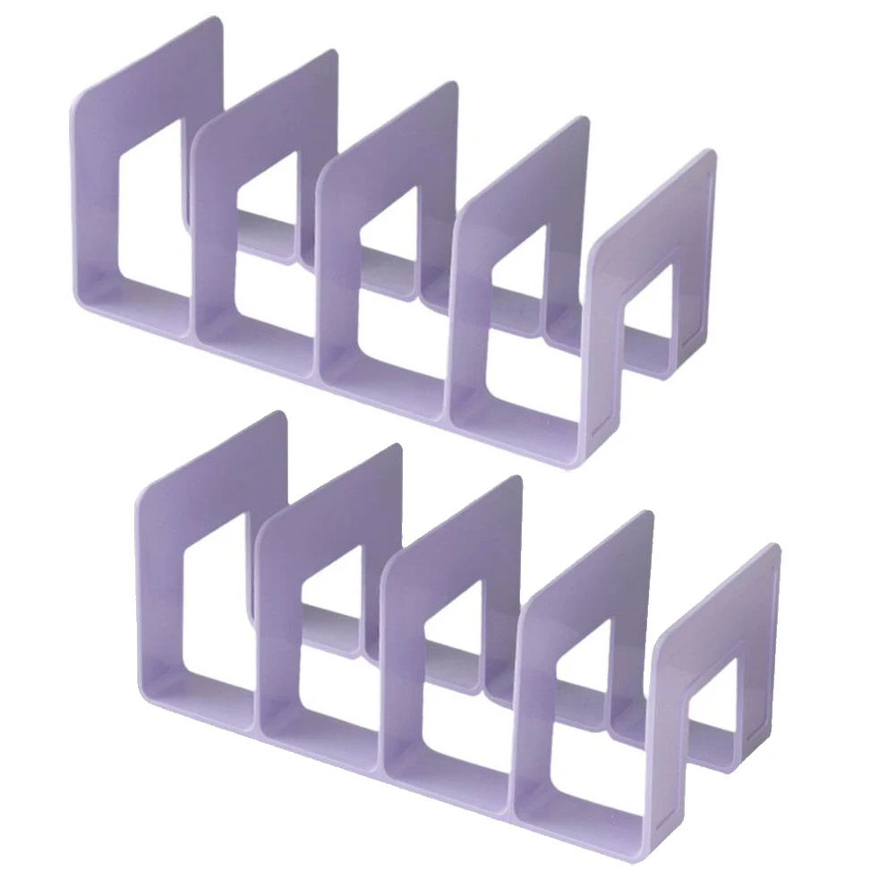 Acrylic Bookends 4 Slots Desk File Organizer Vertical Upright Holder Reading Shelf Book End File Sorter Book Storage Stand