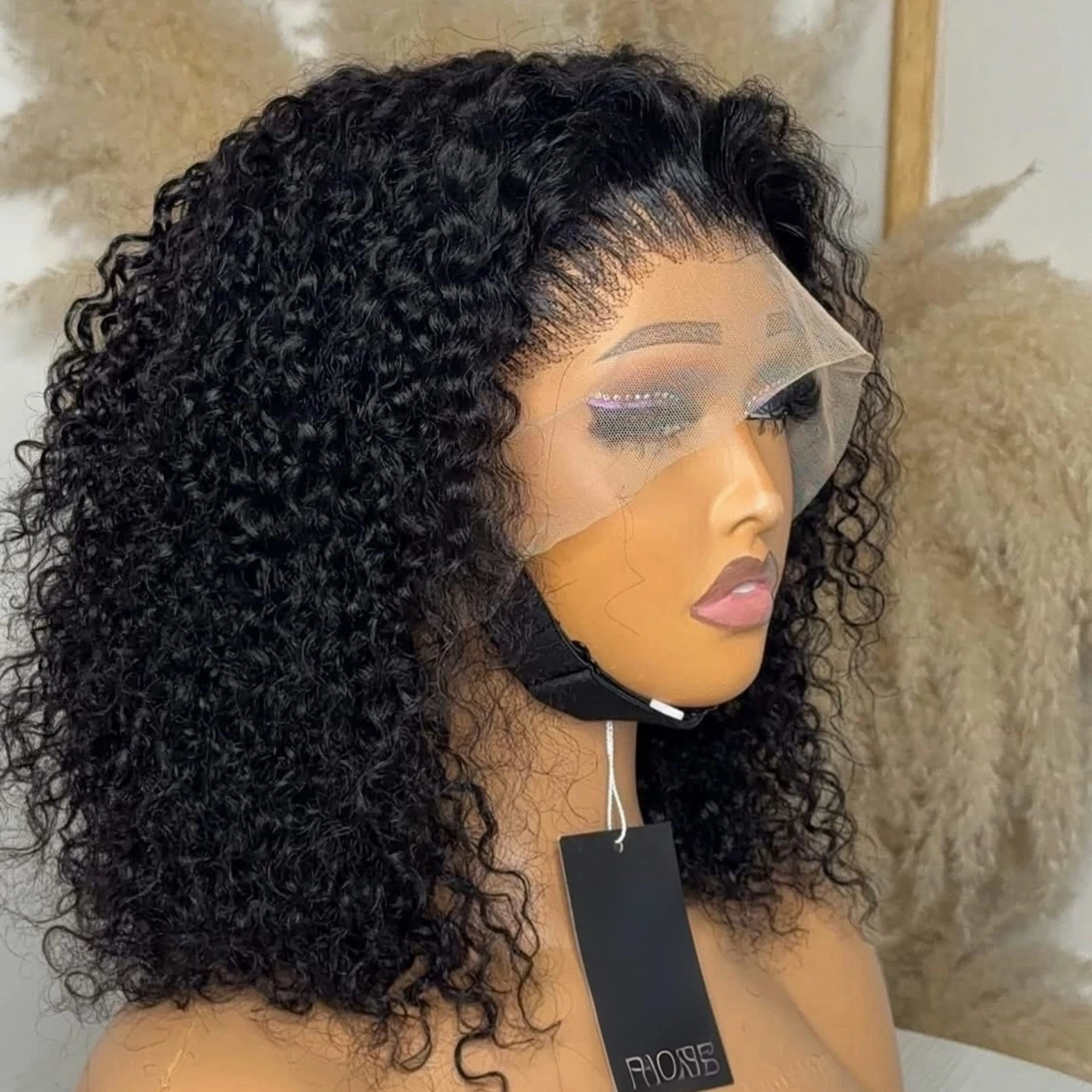 

Kinky Curly Short Bob Blunt Cut 13X4X1 Full HD Lace Frontal Synthetic Wig For Women Prepluck With Bleached Knots Glueless Wigs