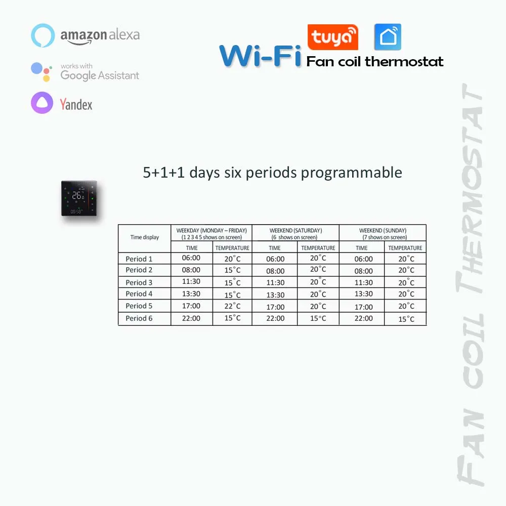 0-10V Modulating Fan Thermostat for heating and cooling tuya wifi fan coil thermostat 24V 95-240V optional