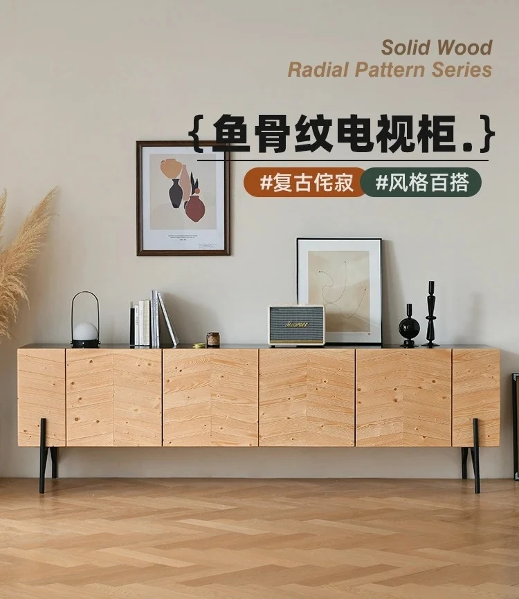 Mueble de TV francés retro negro armario de parquet de madera maciza mueble audiovisual alto