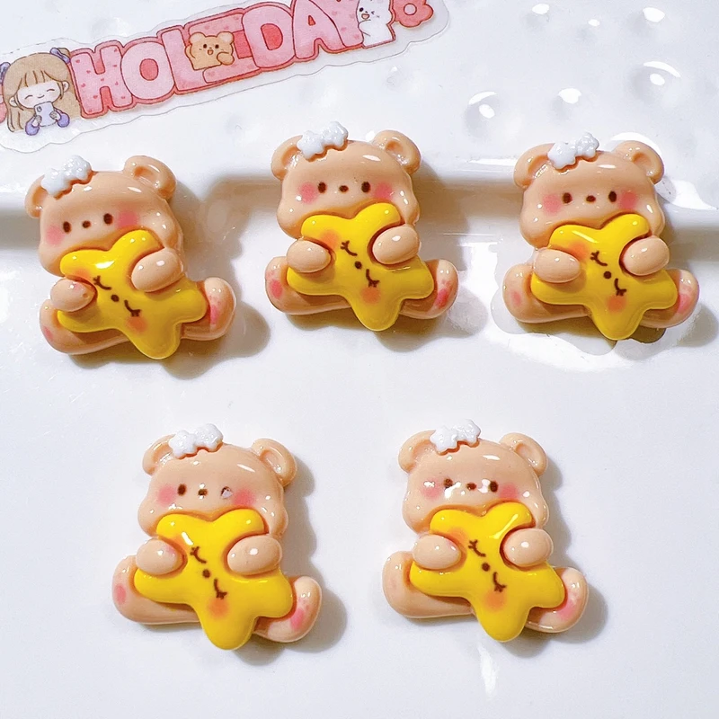 10 Pcs New Mini Lovely Cartoon Animal Little Bear Series Resin Diy Jewelry Children Gift Hairpin Accessories