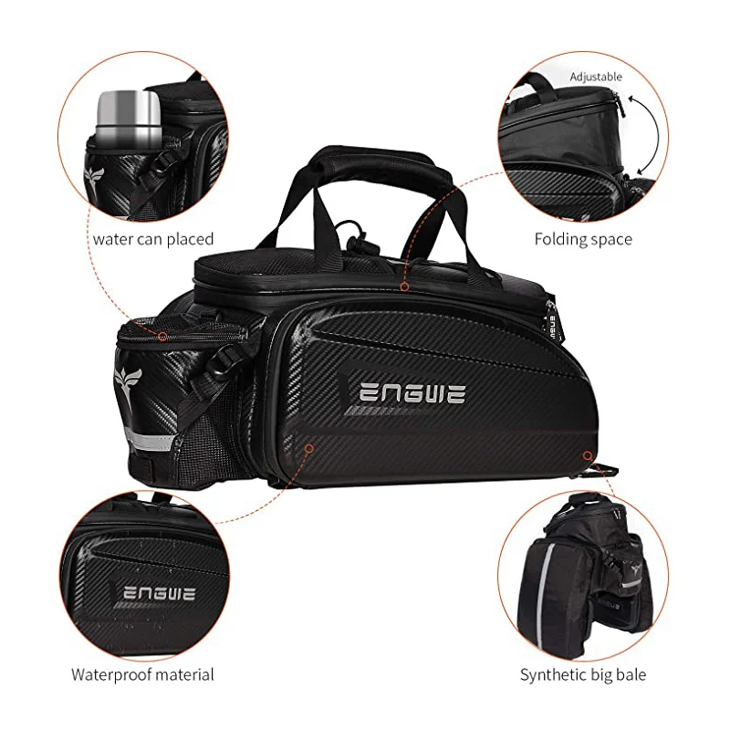 Bicycle Riding Bag Waterproof Carbon Leather Rear Seat Bag Large Capacity 17L Camera Handbag