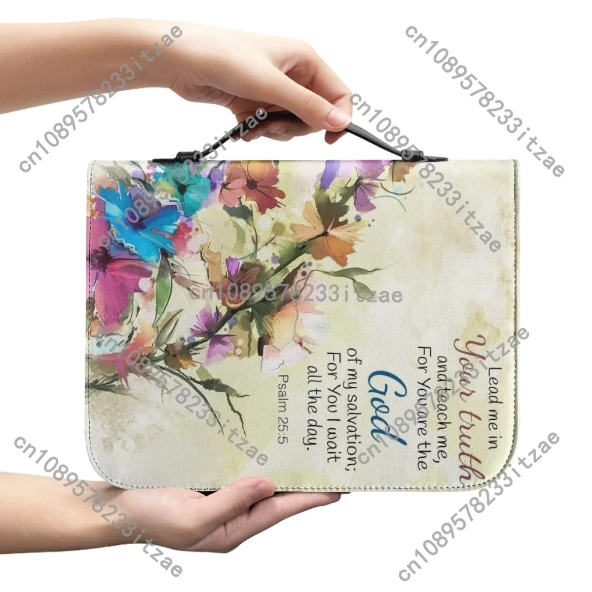 Women's Bible Storage Bags Bible Classic Verse Print Leather Handbags Practical Bible Cover Case Study Book Holy Storage Boxes