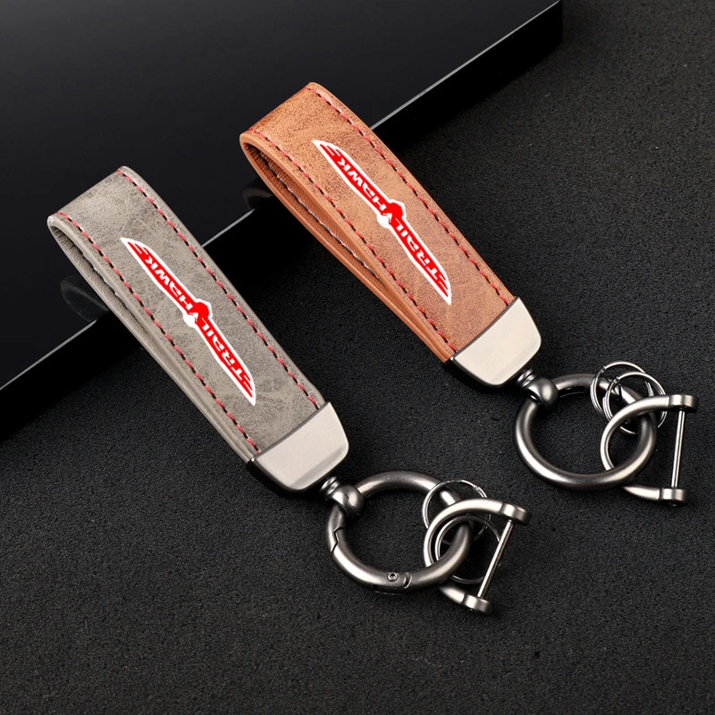 High-grade leather keychain Ultra-clear printing Metal keychain for jeep TRAILHAWK car accessories