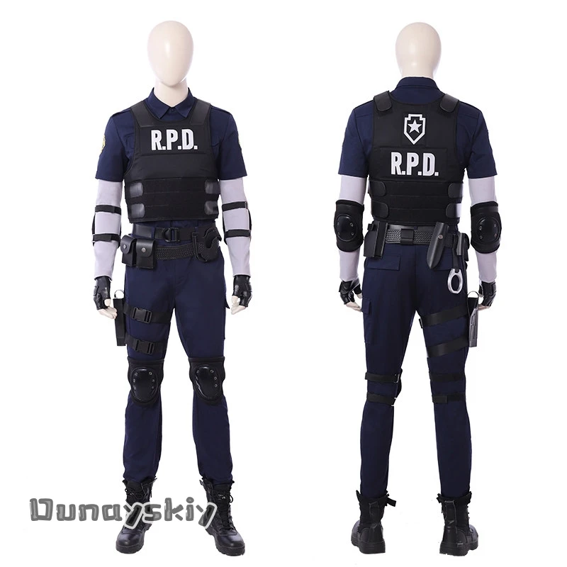 aBNNS*Cosplay R E 2 Leon Costume Games Halloween Costumes Leon Scott Kennedy Costume Vest Coat Tops Pant Adults Disguise Outfit view 3
