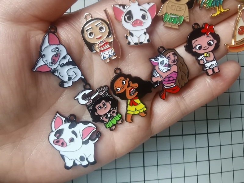

10PCS cartoon Moana princess Pendant DIY Jewelry Necklace Earrings Bracelet Jewelry Earring Charms