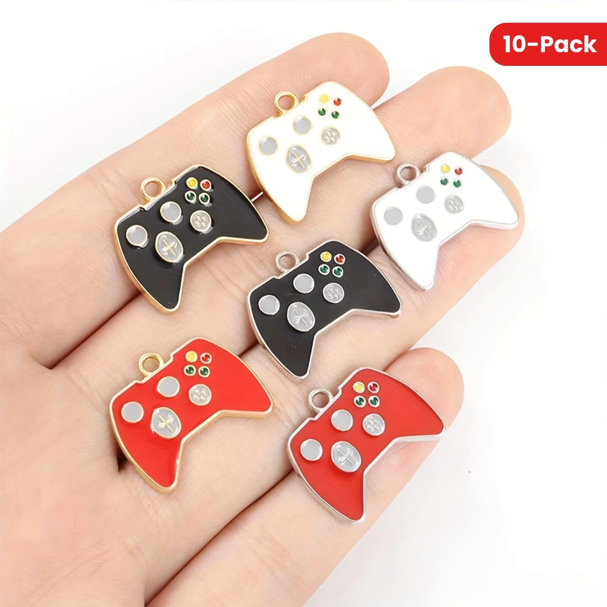 10-piece set of 3-color zinc alloy enamel game jewelry for DIY necklaces, keychains, and fashion accessories - the perfect gift