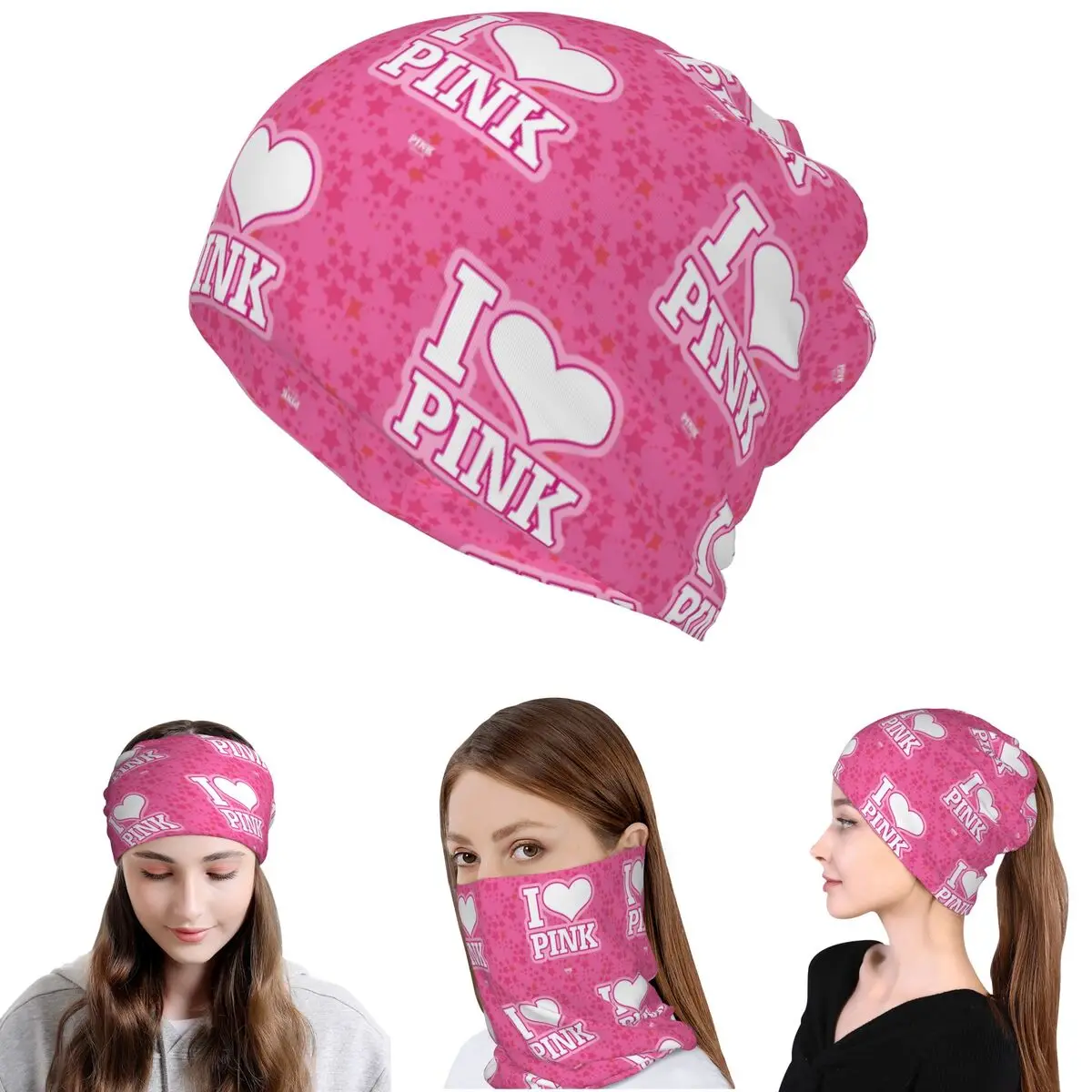 Love Pink Bandana Halstuch, Gesichtsschal, multifunktionale Gesichtsmaske, Mütze, Unisex, für Erwachsene, atmungsaktiv