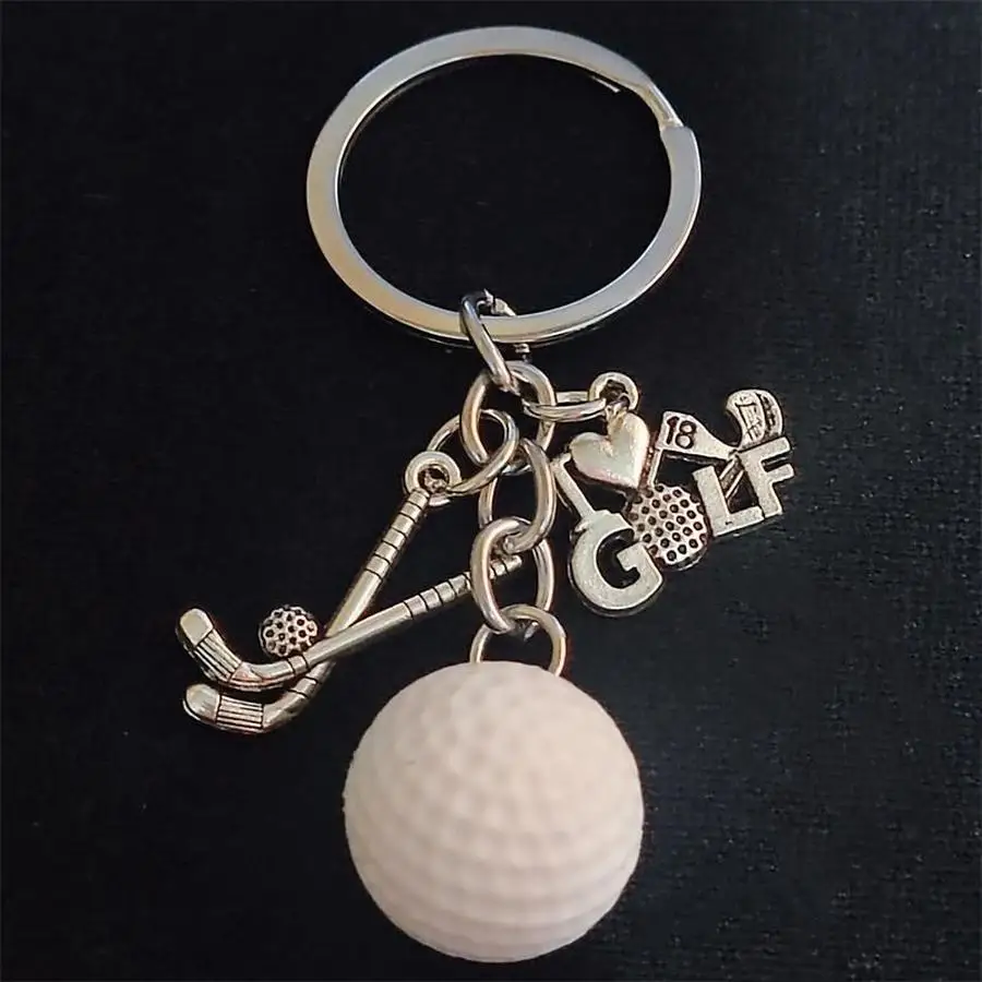 1/5/10/20/50/100pcs I Love Golf Keychain, Golf Ball Key Ring, Golf Club Backpack Pendant Sports Accessory Funny Positive Mini It