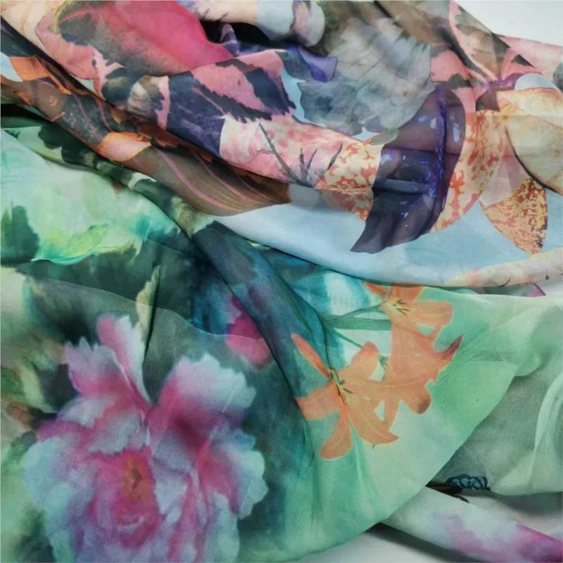 30d Summer Light Chiffon Fabric Diy Hand-Made Sewing Large Swing Skirt Silk Scarf