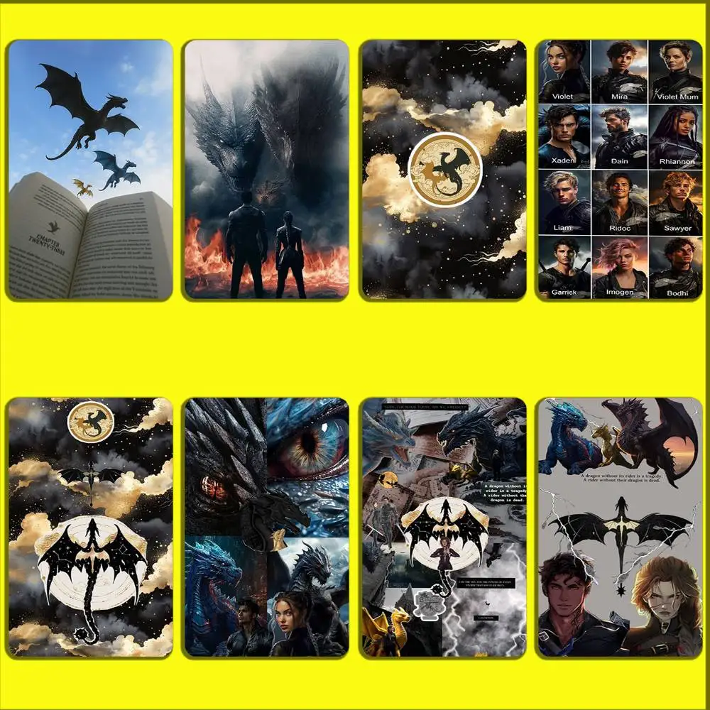 F-Fourth Wing Dragon Novel Card Stickers For Debit Bank Credit Cards Metro Bus Pass Sticker Decoration Cover Skin