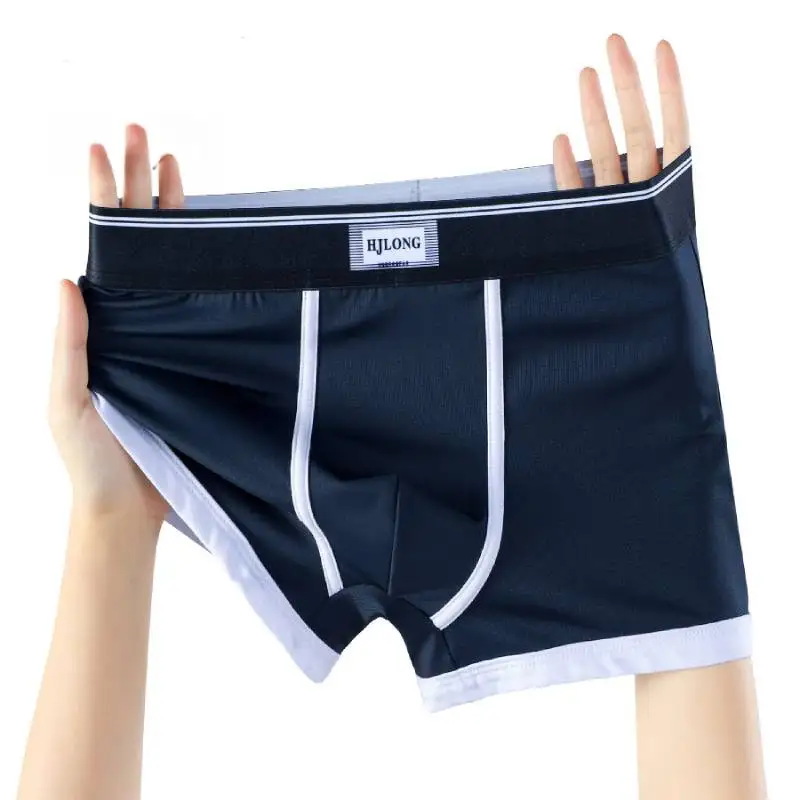 

3 pcs Men Panties Ice Silk Boxers Men's Underwear Breathable U Convex Male Underpants High Elastic Widen Underwear For Men