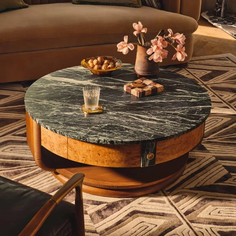Modern slate wooden frame coffee table simple black side table set living room apartment side table