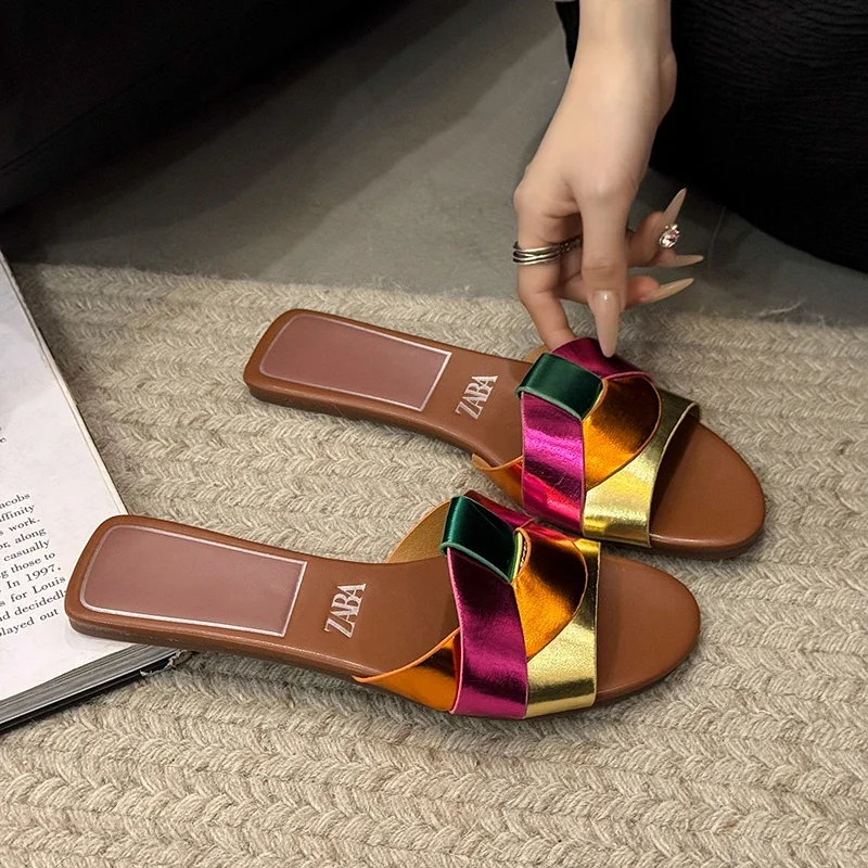 Neue Sommer-Designer-Damen-Hausschuhe in Unifarben, Modische Pantoffeln, Zapatos De Mujer, Damenschuhe, Hausschuhe für Damen, Damenschuhe – Detail 7