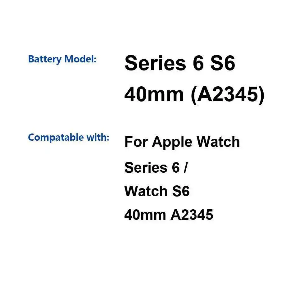 

Аккумулятор 6, 265,9 мАч-303,8 мАч для Apple iWatch Watch Series 6 S6 44 мм 40 мм A2327 A2345 Bateria